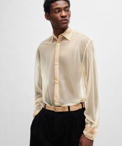 Hugo Boss-Regular-fit shirt in transparent jersey with Kent collar-hugo by hugo boss