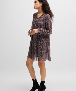 Hugo Boss Dresses-Paisley-print dress with tie details-hugoboss 2