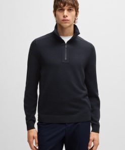 Hugo Boss Sweaters and Cardigans-Zip-neck sweater with softshell trims-hugo boss sale