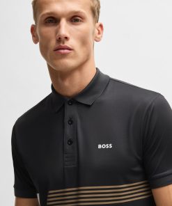 Hugo Boss Polo Shirts-Paddy stretch-jersey polo shirt with stripe print-hugo boss sale 2