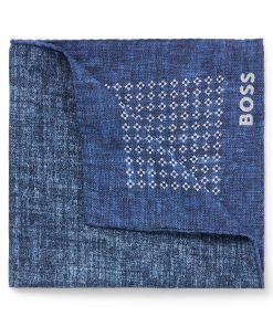 Hugo Boss Ties and Pocket Squares-Printed pocket square in cotton and wool-boss outlet