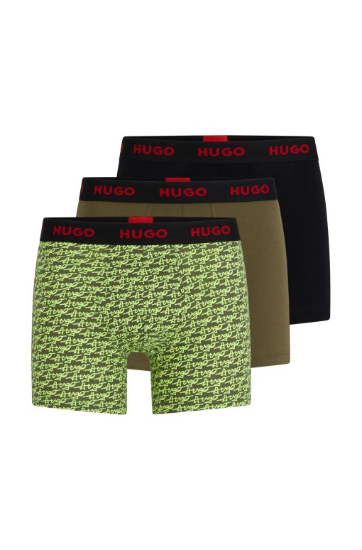 Hugo Boss Underwear-Three-pack of stretch-cotton boxer briefs with logo waistbands-boss store