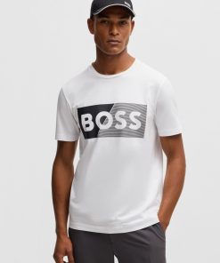 Hugo Boss T-Shirts-Two-pack of stretch-cotton T-shirts with logo artwork-boss hugo