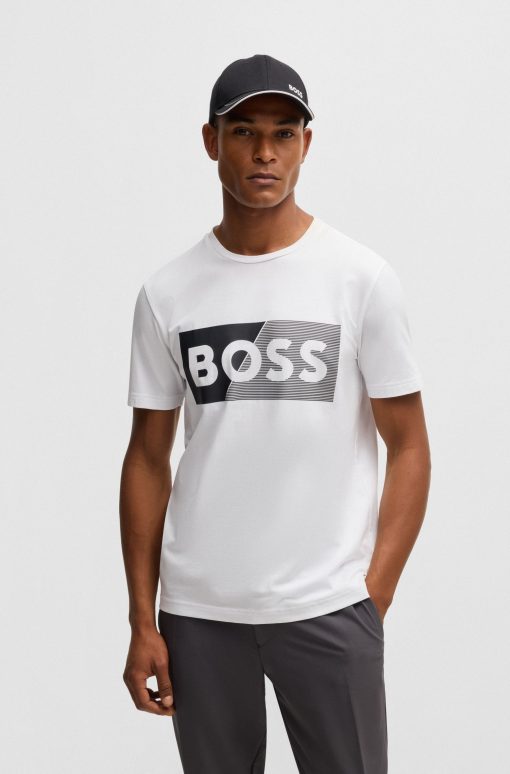 Hugo Boss T-Shirts-Two-pack of stretch-cotton T-shirts with logo artwork-boss hugo