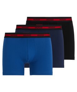 Hugo Boss Underwear-Three-pack of stretch-cotton boxer briefs with logo waistbands-boss hugo