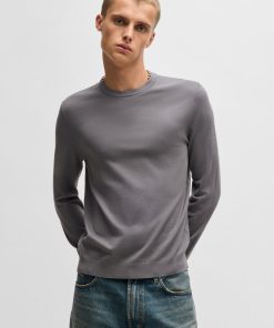 Hugo Boss Sweaters and Cardigans-Slim-fit sweater with crew neck in soft yarns-boss store near me