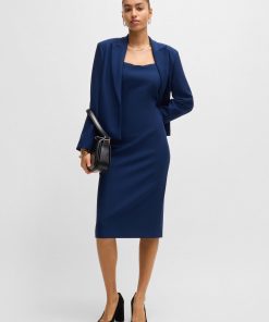 Hugo Boss Dresses-Bodycon midi dress in stretch fabric-boss store near me