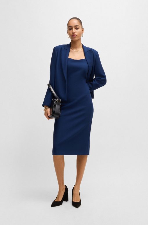 Hugo Boss Dresses-Bodycon midi dress in stretch fabric-boss store near me