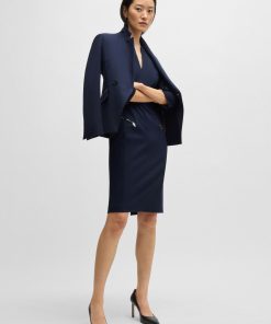 Hugo Boss Dresses-V-neck dress with zipped pockets and cropped sleeves-boss outlet