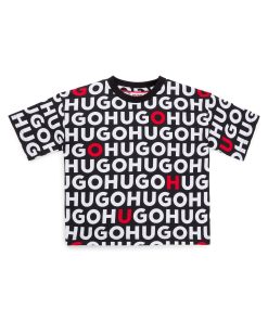 Hugo Boss-Kids’ T-shirt in cotton with all-over logo print-hugo boss outlet