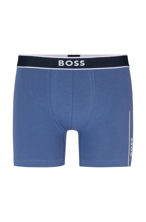 Hugo Boss Underwear-Stretch-cotton boxer briefs with stripe-framed logos-boss store near me - Image 2