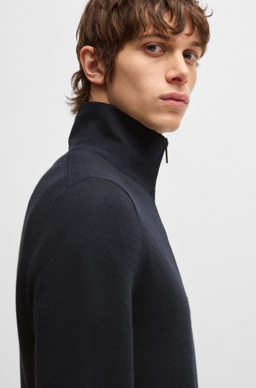 Hugo Boss Sweaters and Cardigans-Zip-neck sweater with softshell trims-hugo boss sale - Image 2