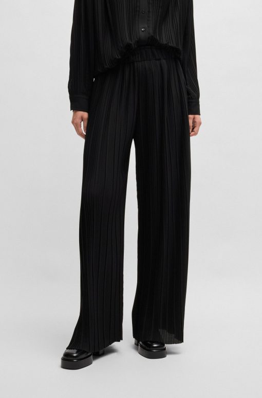 Hugo Boss-Regular-fit high-rise trousers in plissé crepe-hugo by hugo boss