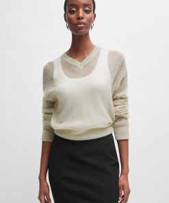 Hugo Boss Sweaters and Cardigans-V-neck sweater in a sheer knit-boss outlet