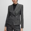 Hugo Boss Tailored Jackets-Single-breasted blazer with scarf detail-boss store 4