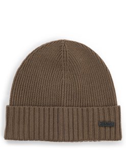 Hugo Boss-Ribbed beanie hat in merino wool-hugo by hugo boss