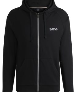 Hugo Boss Sweatshirts and Jogging Pants-Cotton-terry zip-up hoodie with logo print-boss outlet 2