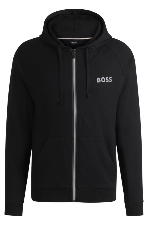 Hugo Boss Sweatshirts and Jogging Pants-Cotton-terry zip-up hoodie with logo print-boss outlet - Image 2