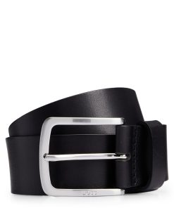 Hugo Boss Belts-Italian-leather belt with logo-engraved buckle-hugo boss store