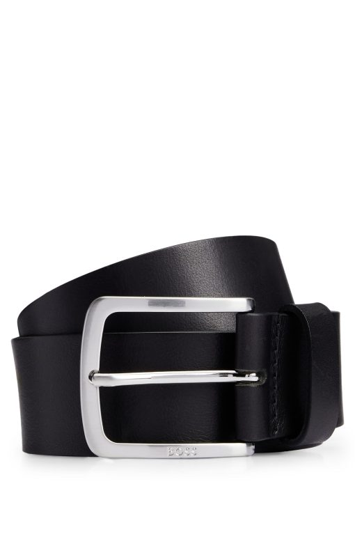 Hugo Boss Belts-Italian-leather belt with logo-engraved buckle-hugo boss store