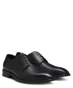 Hugo Boss Business Shoes-Leather Derby shoes with stitching details-hugo by hugo boss