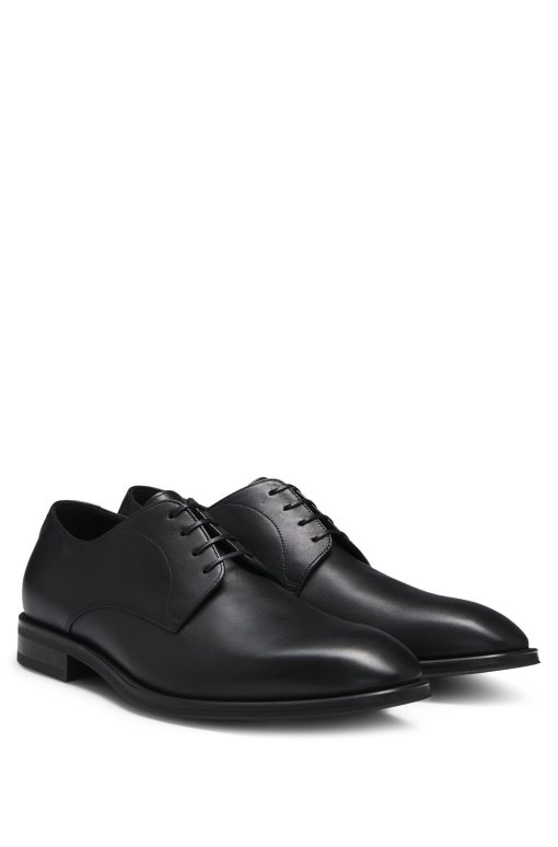 Hugo Boss Business Shoes-Leather Derby shoes with stitching details-hugo by hugo boss