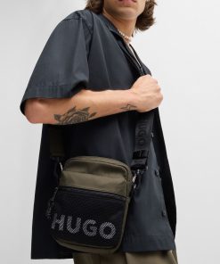 Hugo Boss Bags-Reporter bag with contrast logo and mesh overlay-hugo boss store 2