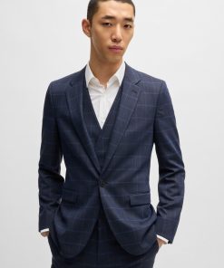 Hugo Boss Suits-Extra-slim-fit suit in checked performance-stretch cloth-boss outlet 2