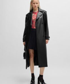 Hugo Boss Jackets and Coats-Oversize-fit trench coat in faux leather-hugo boss near me 2