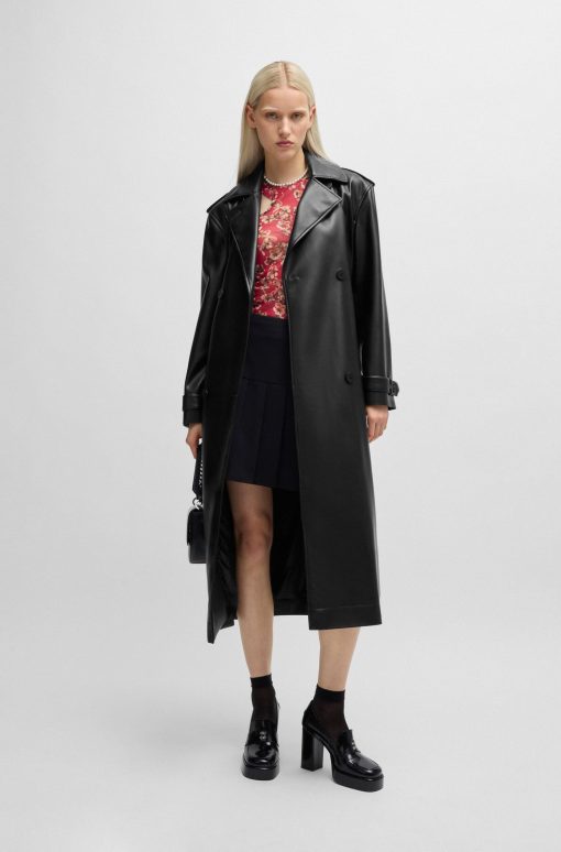 Hugo Boss Jackets and Coats-Oversize-fit trench coat in faux leather-hugo boss near me - Image 2