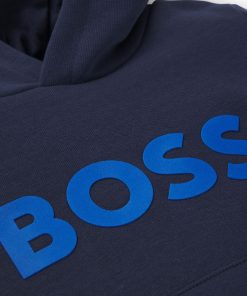 Hugo Boss-Kids’ hoodie in fleece with logo detail-hugo boss store near me 2