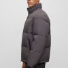 Hugo Boss Jackets and Coats-Down-filled hooded jacket with logo patch-boss near me 4