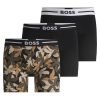 Hugo Boss Underwear-Three-pack of stretch-cotton trunks with logo waistbands-hugo boss near me 4