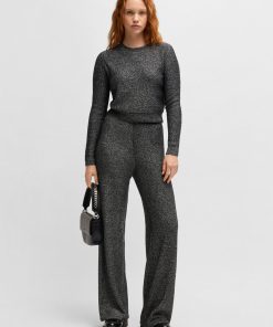 Hugo Boss Sweaters and Cardigans-Cropped slim-fit sweater with sequin embellishment-hugo boss store 2