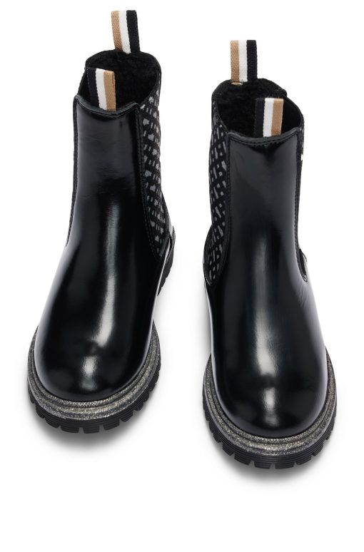 Hugo Boss-Kids' Chelsea boots in patent leather with monogram panels-hugo boss outlet - Image 2