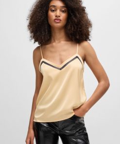 Hugo Boss Blouses-Hammered-satin camisole with lace insert-boss near me