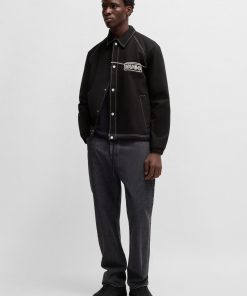 Hugo Boss Jackets and Coats-Cotton-twill jacket with chain-stitch logo-hugo boss outlet 2