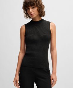 Hugo Boss-Sleeveless ribbed top with sparkle effect-boss store near me