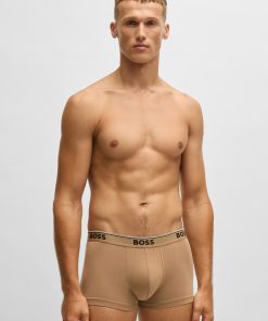 Hugo Boss Underwear-Three-pack of stretch-cotton trunks with logo waistbands-boss hugo 2