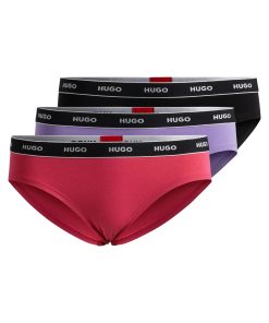 Hugo Boss Underwear, Pajamas, and Socks-Three-pack of stretch-cotton briefs with logo waistbands-boss hugo