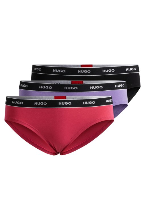 Hugo Boss Underwear, Pajamas, and Socks-Three-pack of stretch-cotton briefs with logo waistbands-boss hugo