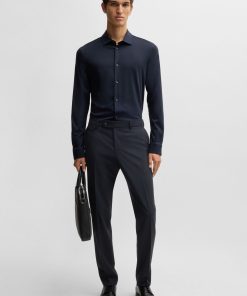 Hugo Boss-Slim-fit trousers in melange stretch cloth-hugo 2