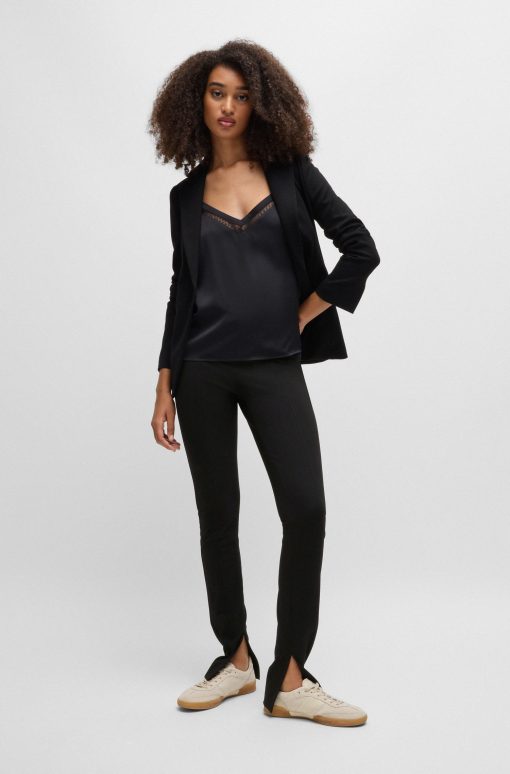 Hugo Boss Pants-Formal trousers in stretch fabric with slit hems-boss near me - Image 2