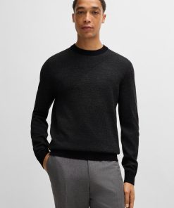 Hugo Boss Sweaters and Cardigans-Virgin-wool sweater with two-tone jacquard pattern-hugo