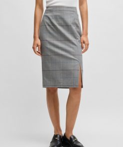 Hugo Boss Skirts-Pencil skirt in checked stretch fabric-hugo boss sale