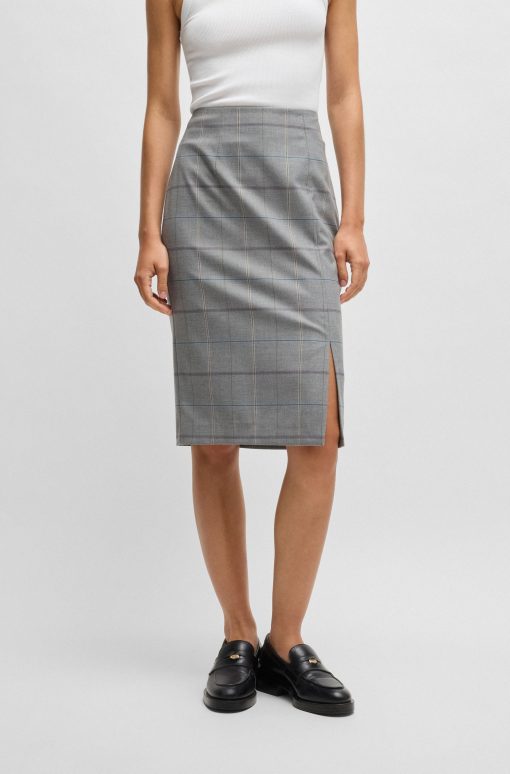 Hugo Boss Skirts-Pencil skirt in checked stretch fabric-hugo boss sale