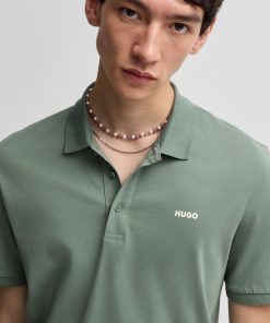 Hugo Boss Polo Shirts-Cotton-piqué polo shirt with logo print-boss store 2