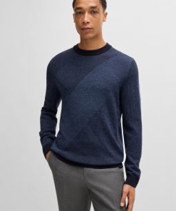 Hugo Boss Sweaters and Cardigans-Virgin-wool sweater with two-tone jacquard pattern-boss outlet