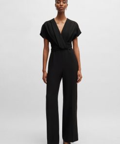 Hugo Boss Dresses-Slim-fit jumpsuit with wrap front-hugo boss store near me 2