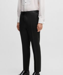 Hugo Boss-Relaxed-fit tuxedo trousers in wool with silk trims-hugo boss near me